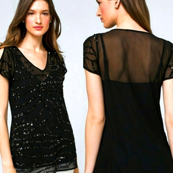 White House Black Market Tops - New Banana Republic Split Sleeve Sequin Tunic with Camisole